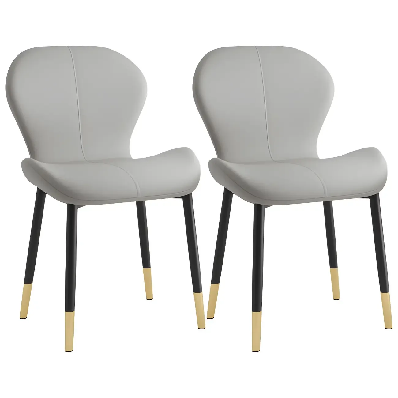 Art Deco Curved Back Leather Dining Chair Solid Back