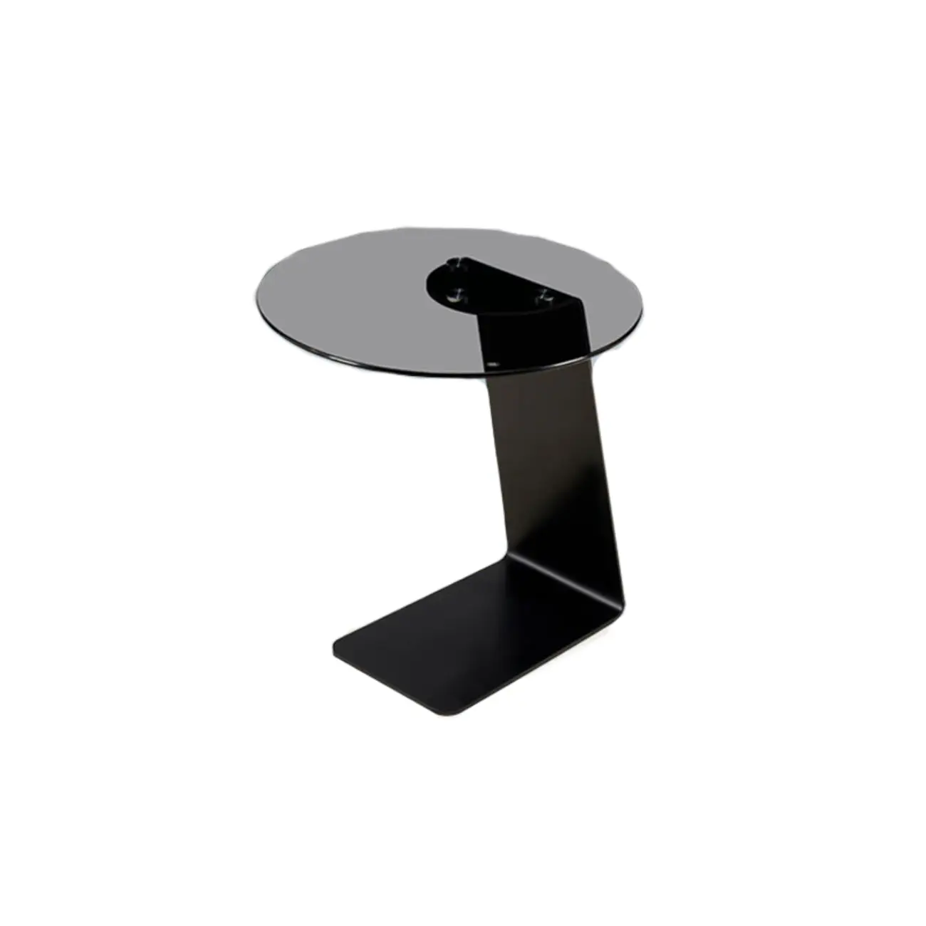 Modern Black Clear Glass Round Side Table for Couch