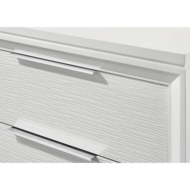 Denissa 6 Piece White Upholstered LED Panel Bedroom Set