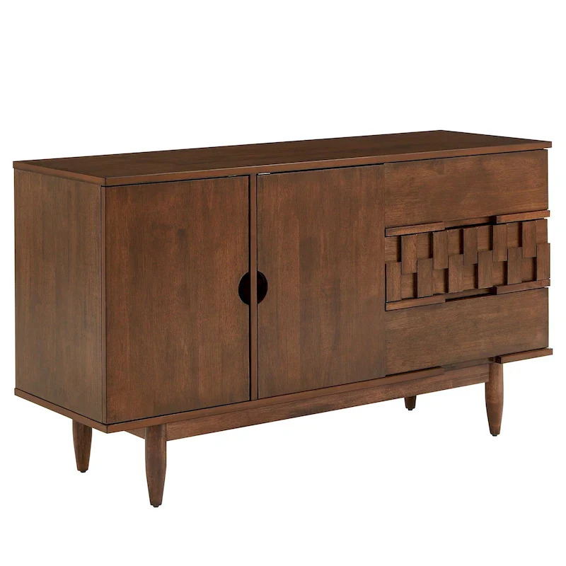 Mid-Century Wood 2-Door and 3-Drawer Server