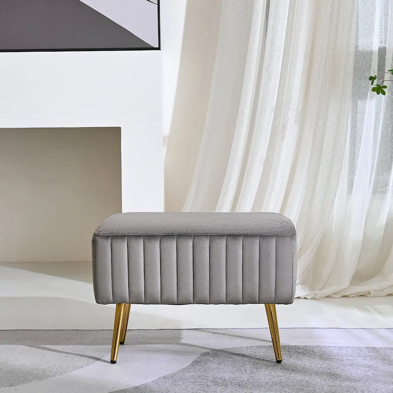 24-inch Modern Upholstered Entryway Bench with Velvet Seat