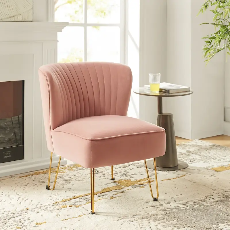 Barto Modern Velvet Tufted Side Chair with Golden Legs by HULALA HOME