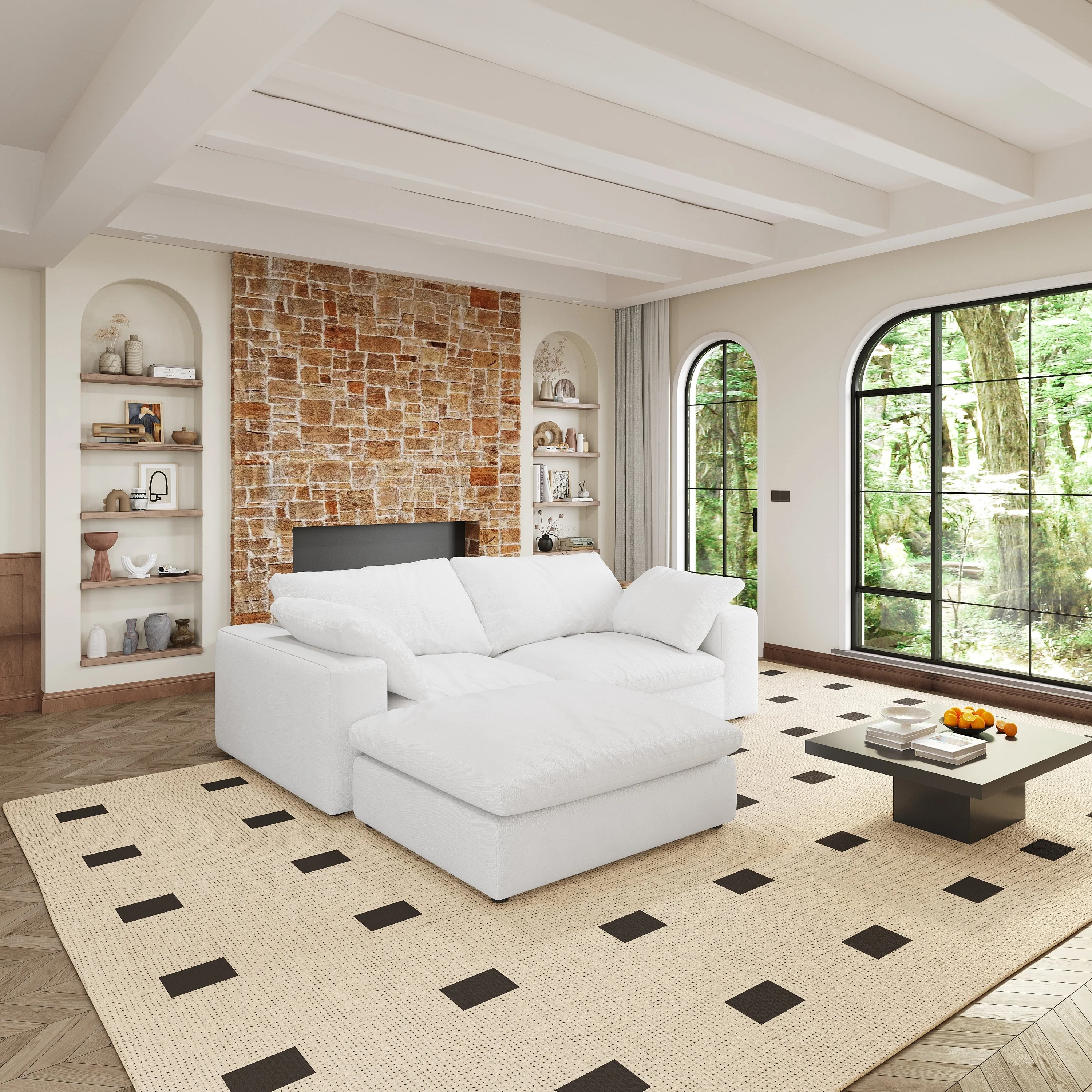 Walker Edison | Cloud Down Filled Comfort Modular Sectional Sofa Couch with Storage Ottoman