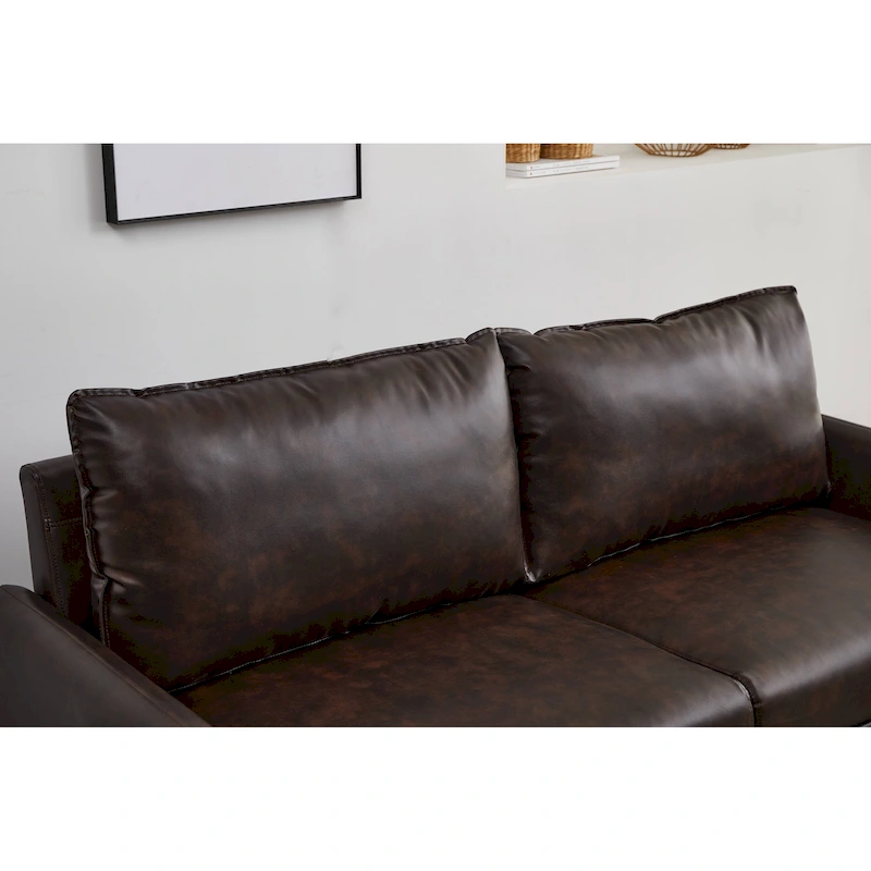 Faux leather 70 Square Arm Sofa