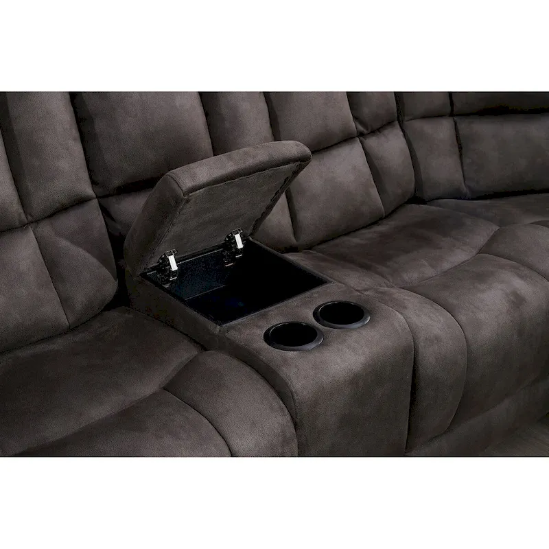 Betsy Furniture Large Microfiber Reclining Sectional Living Room Sofa in Grey