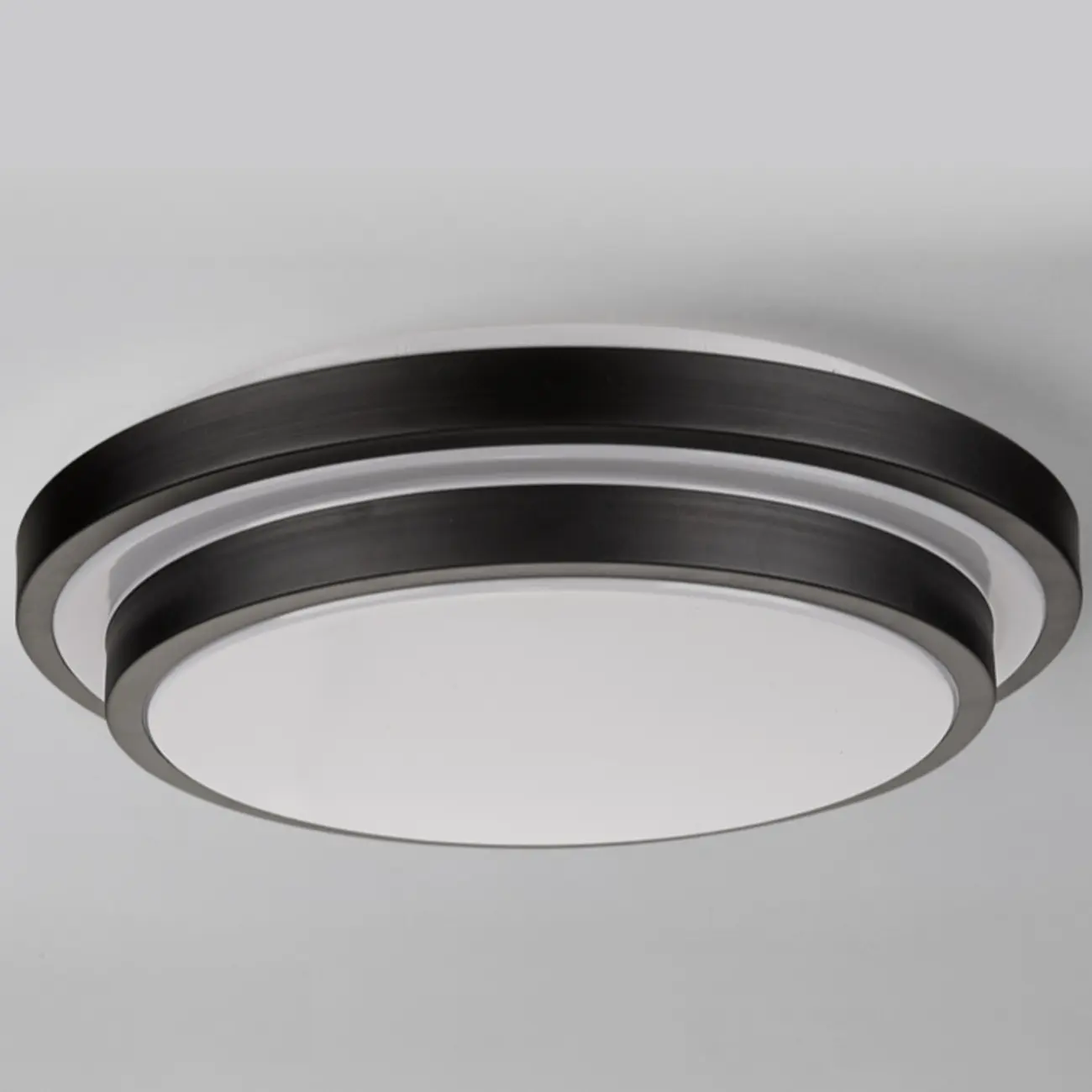 Industrial Black Round Warm LED Flush Mount Ceiling Light