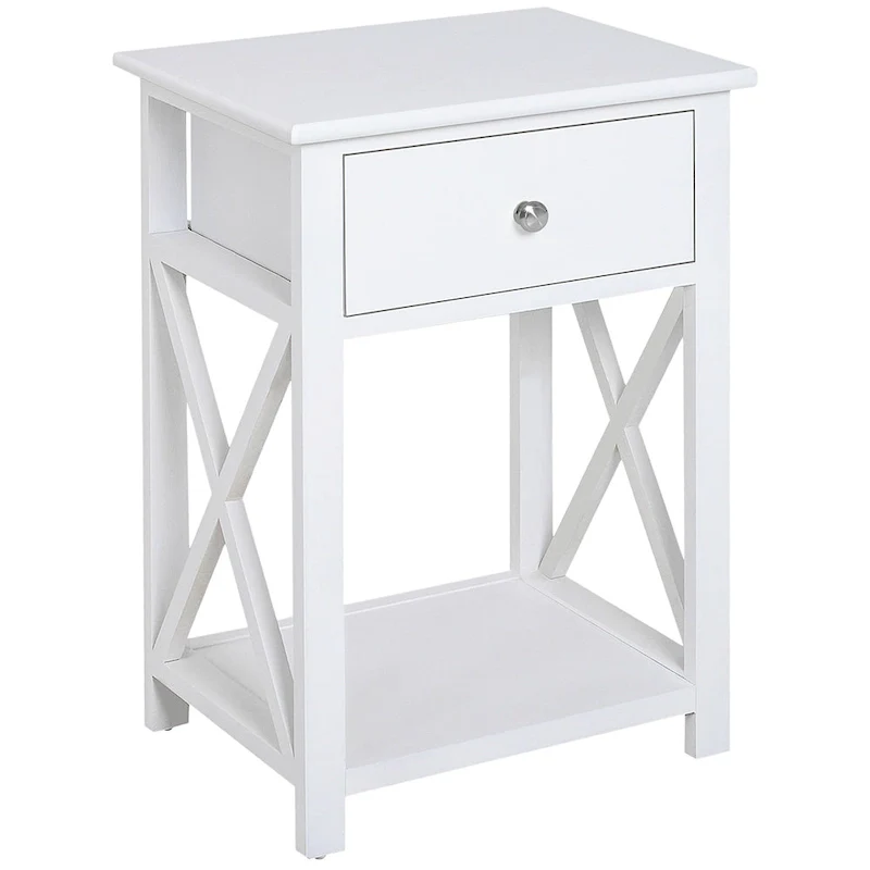HomCom Wood X-side End Table - 15.5L X 12W X 22H