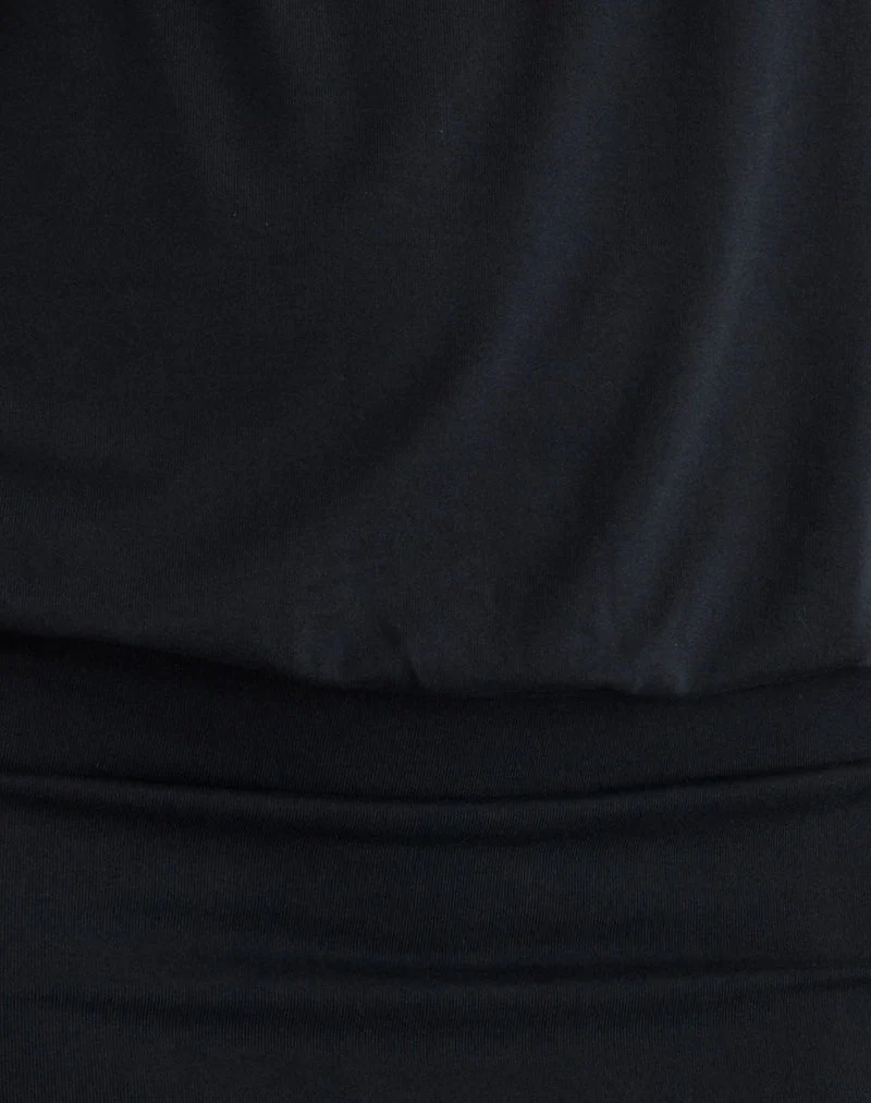 Belia Cinched Waist Mini Dress in Black