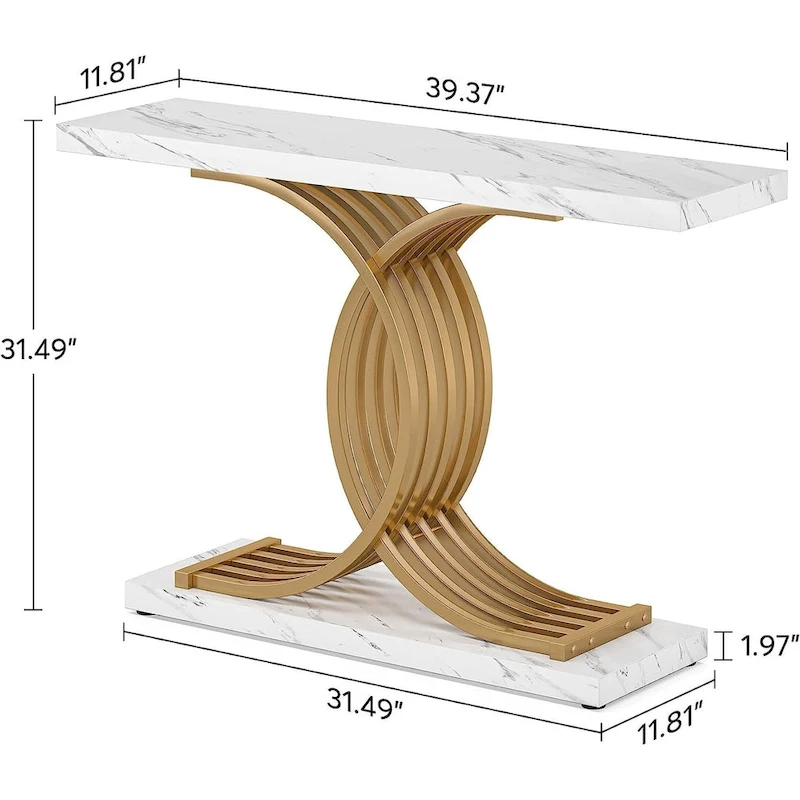 Console Table, Entryway Table with Geometric Legs, Sofa Table - 11.81D x 39.37W x 31.49H