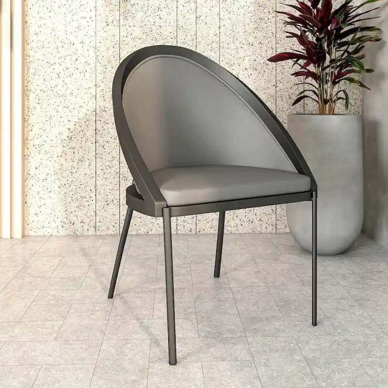 Urbane Upholstered Faux Leather Dining Chair with Powder Coated Steel Legs by LeisureMod