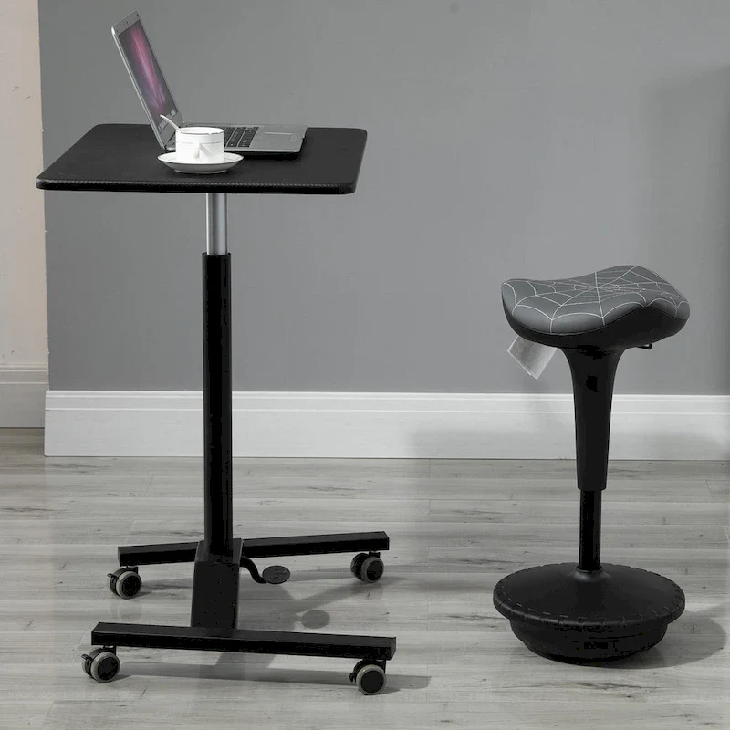 Lift Wobble Stool Standing Desk Chair 360-deg Swivel, Tilting, with Adjustable Height and Saddle Seat, Grey