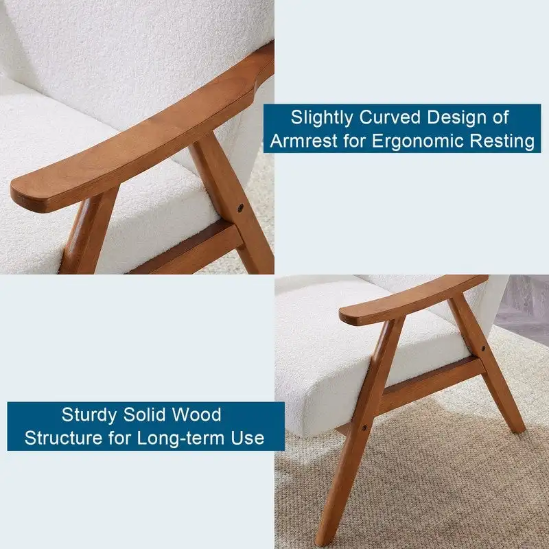 VINGLI Mid-Century Retro Modern Upholstered Lounge Chair Fabric Accent Chair Sturdy Wooden Frame Armchair