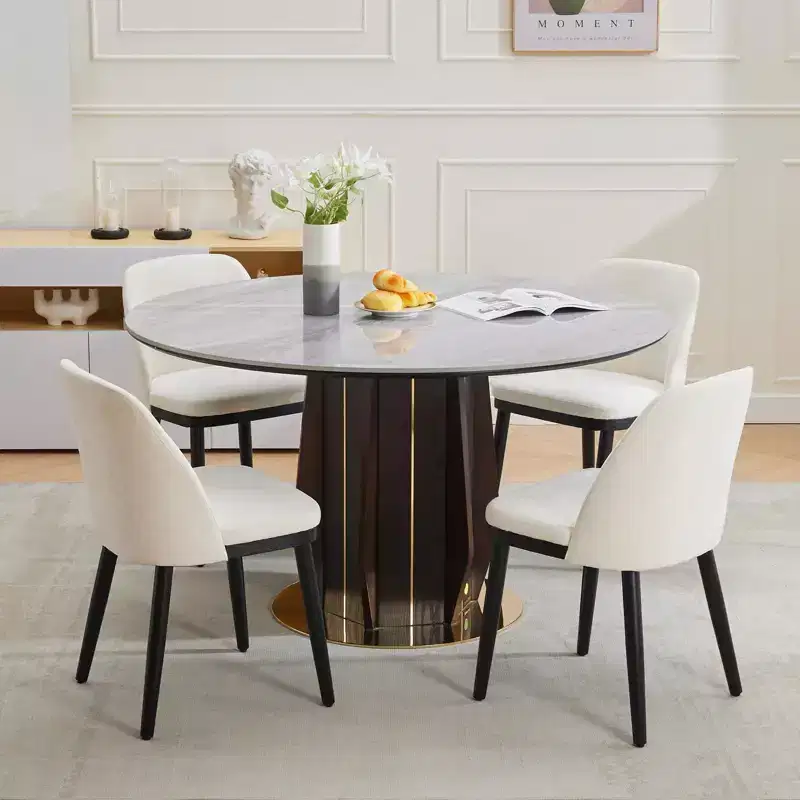 Beige Linen Dining Chairs, Armless Curved Back, Set of 4 or 6