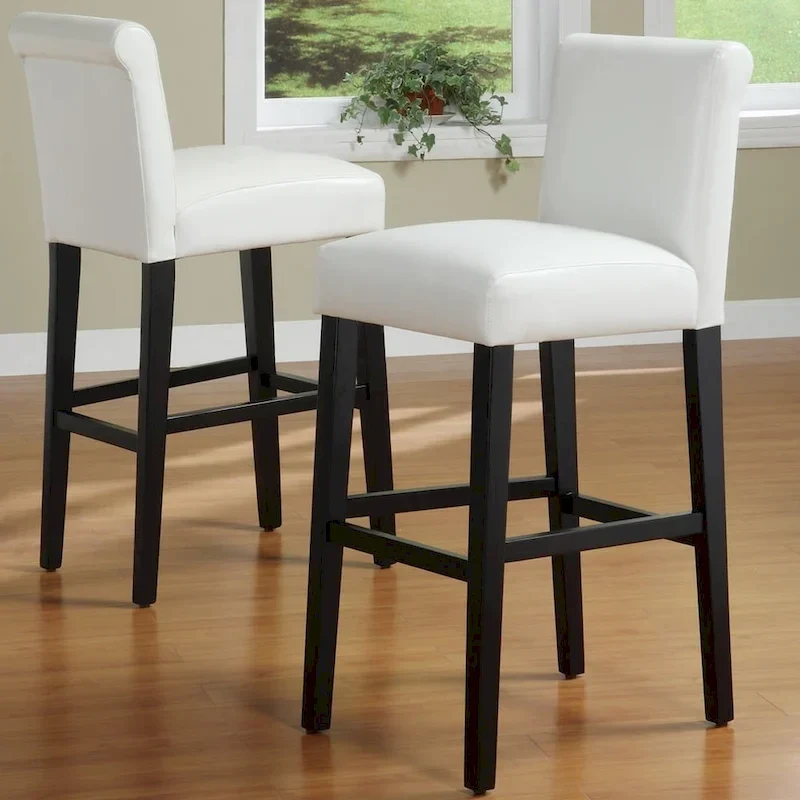 Bennett White Faux Leather 29-inch High Back Bar Stools (Set of 2) by Bold
