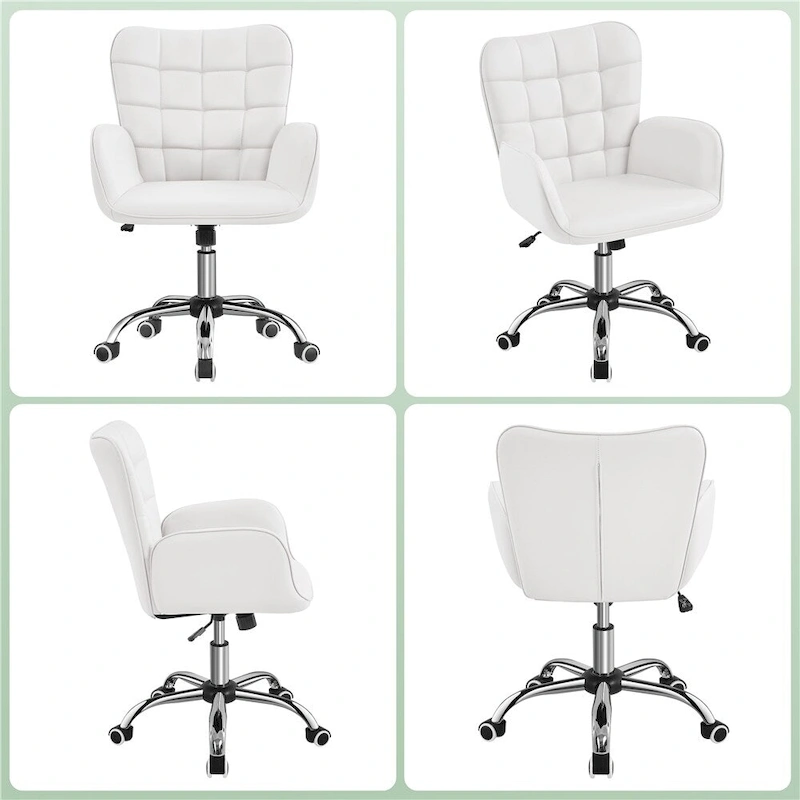 Yaheetech Faux Leather Desk Chair with Padded Armrests Modern Office Chair - N/A