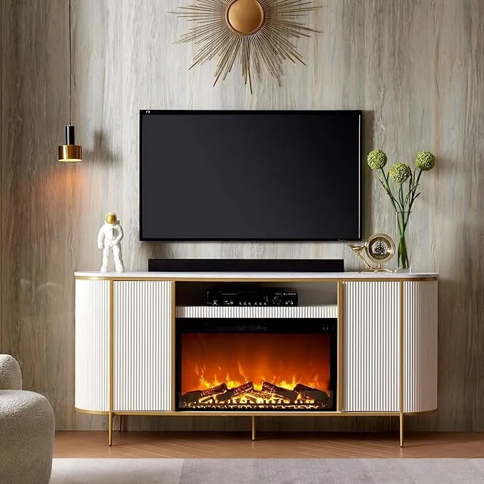 70  Modern Luxury Fireplace TV Stand, Entertainment Center, TV Console