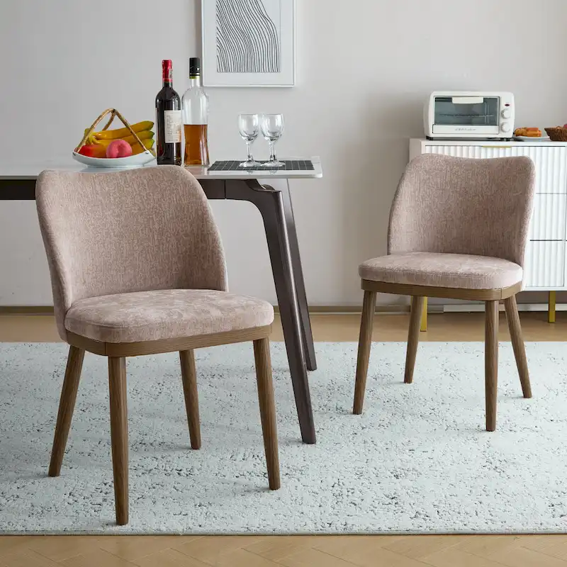 Fabric Upholstered Dining Chairs (Set of 2)