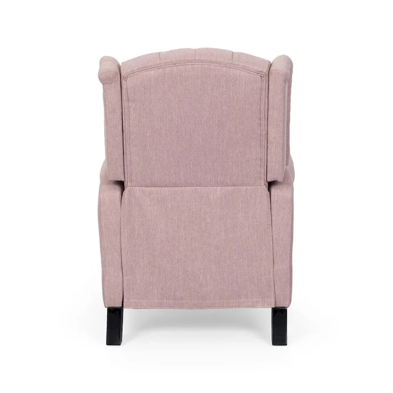 Modern Wingback Push-Back Recliner with Footrest, Button-tufted, Birch Legs