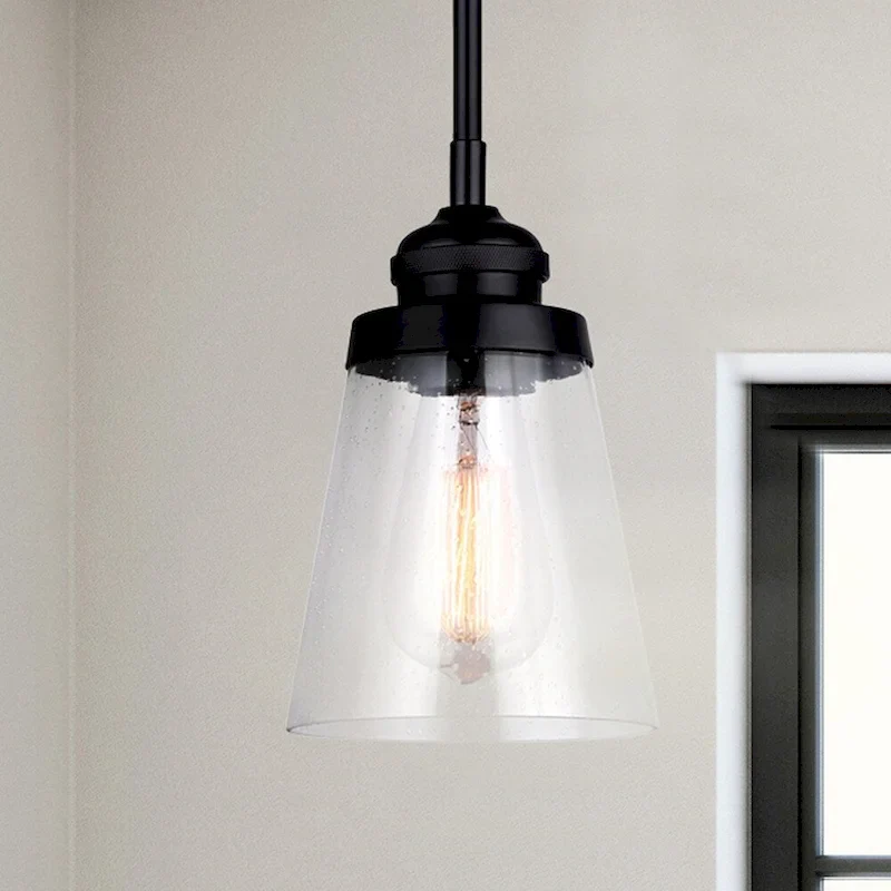 Declan 1 Light Pendant, Black Finish