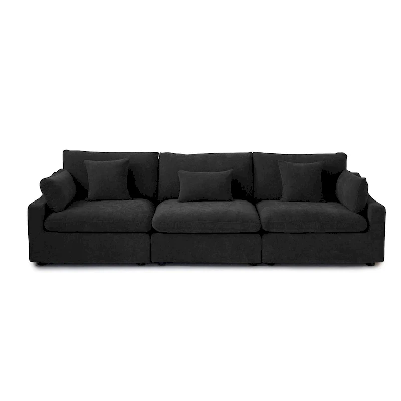 Modern Comfy Linen Sectional Sofa 3-Seater Down Filled Cloud Couch