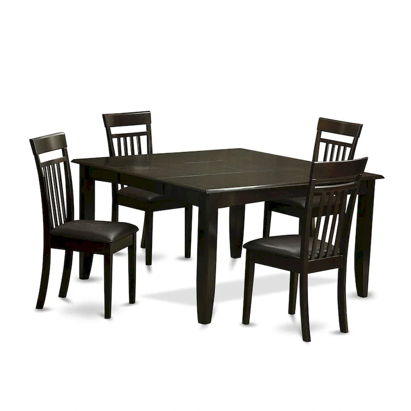 East West Furniture Dining Table Set Includes a Square Table with Butterfly Leaf and Dining Chairs (Chair Seat Type Options)