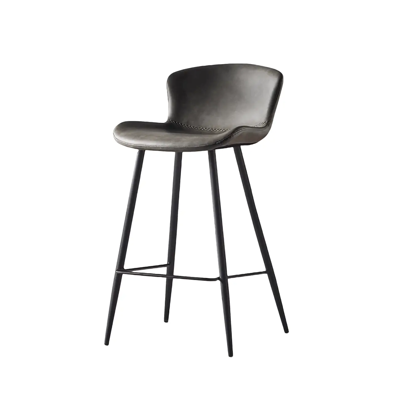 Brown Leather Saddle Seat Low Back Bar Stool