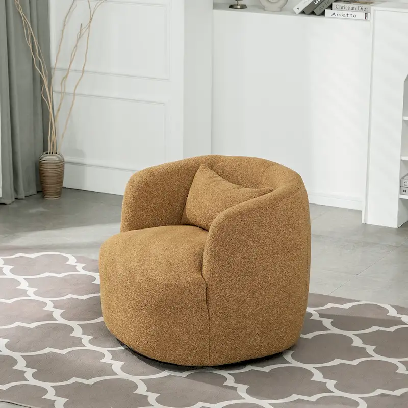 KINWELL 34 Wide Boucle Fabric Upholstered Swivel Armchair (Set of 2)