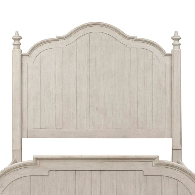 Farmhouse Reimagined Antique White with Chestnut Queen Poster Bed