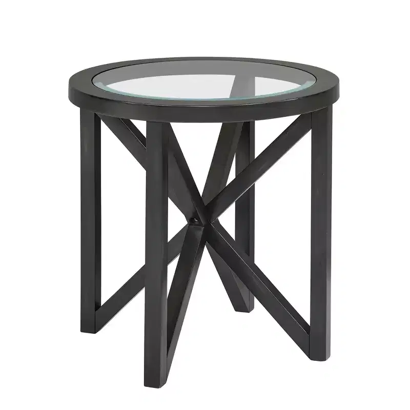 Round/Oval Coffee Table Glass End Table Cocktail Table Sofa Table Side Table Center Table, Black/Cherry-ModernLuxe