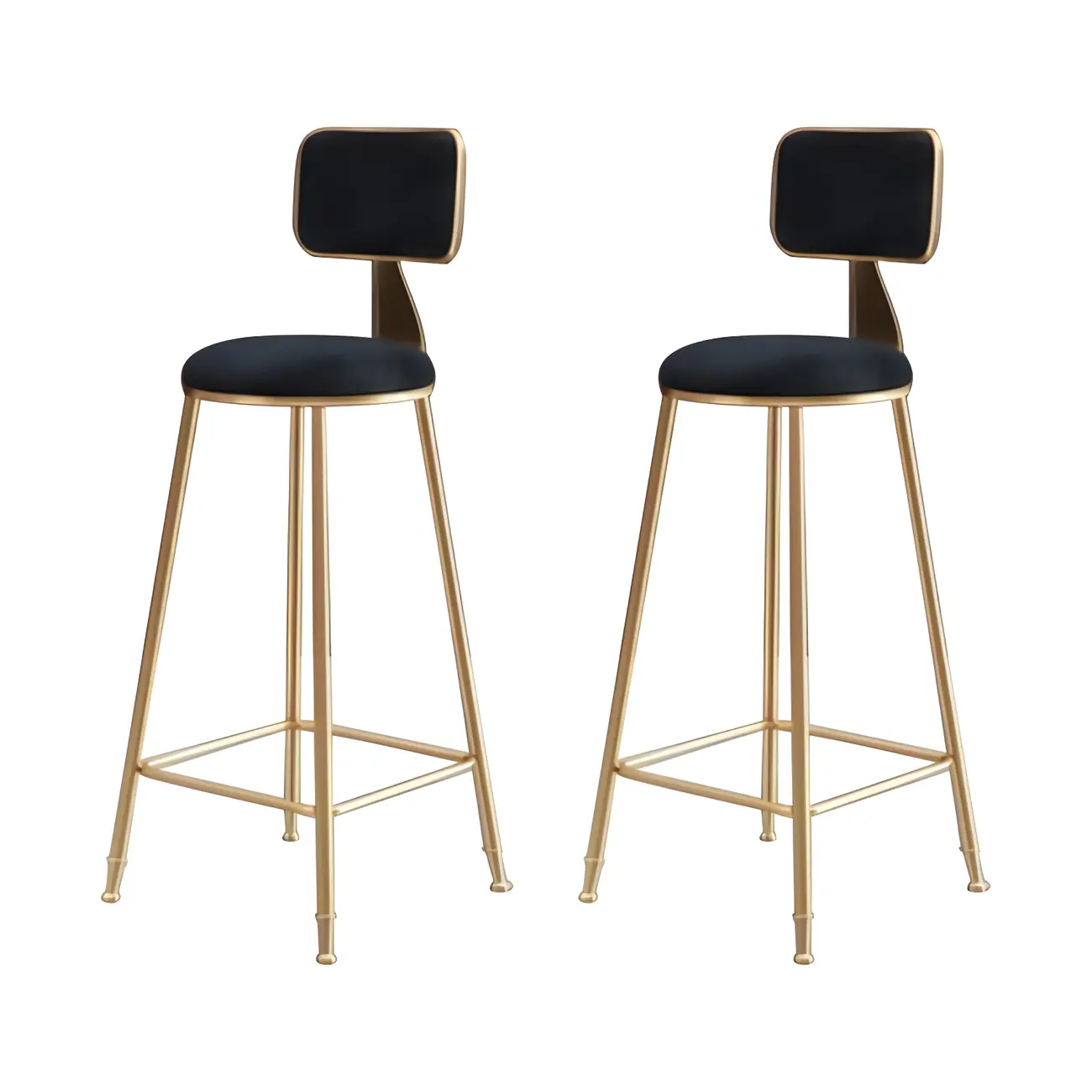 Round Velvet Upholstered Counter Bar Stools