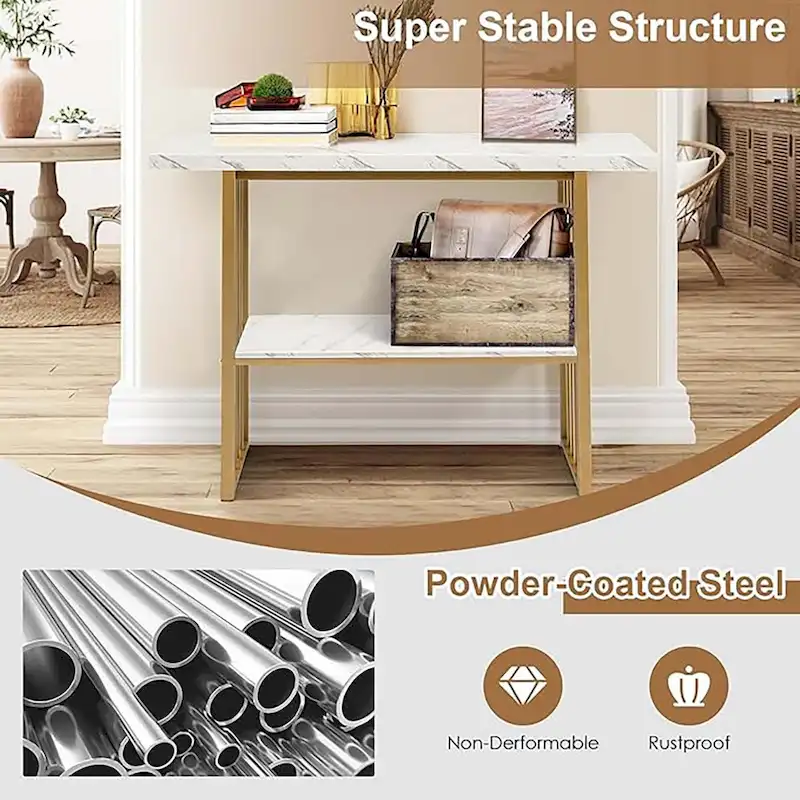 48 Living Room 2-tier Console Table Modern Entryway Hallway Table