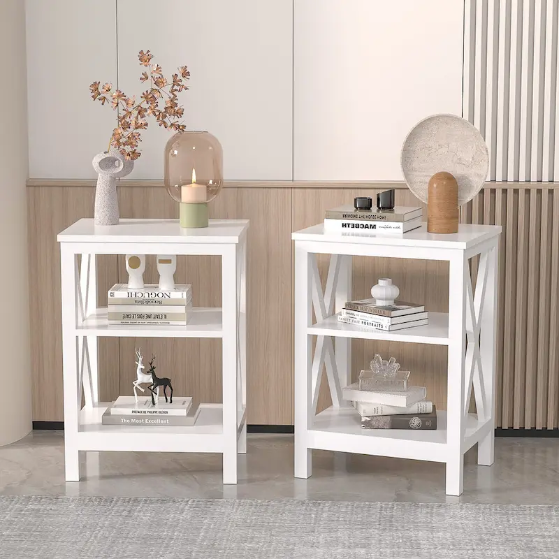 Javlergo Set of 2 Nightstand Bedside Table, Modern Small Side End Table with Open Storage Shelves