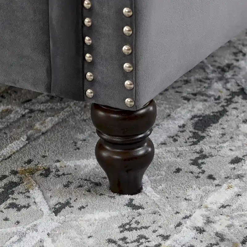 2-Pieces 6-Seat Velvet Chesterfield Sofa Set (Two 3-Seaters) with Tufted Back & Nailhead Trim