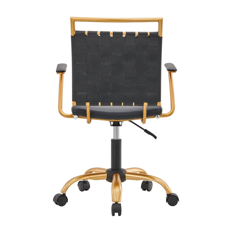 LUXMOD Goldtone Leather Mid Back Office Chair Swivel Computer Desk Chair