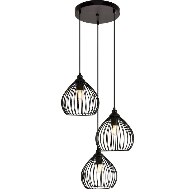 Elegant Lighting Sayer 3 Light 16  Wide Pendant with Aluminum Shades