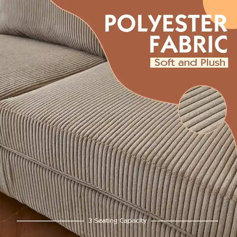 HOOOWOOO Living Room L-Shaped Polyester Fabric Reversible Chaise Sofa