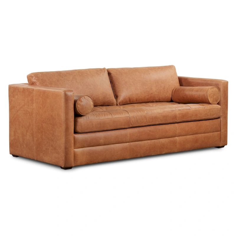 Poly & Bark Napa 82 Leather Pull-Out Convertible Sleeper Sofa - Full Grain Genuine Italian Leather