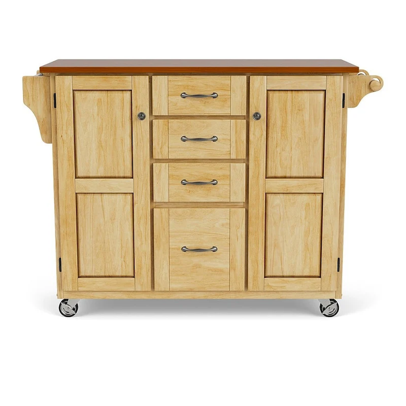 Copper Grove Puff Island Natural Finish 4-drawer Kitchen Cart