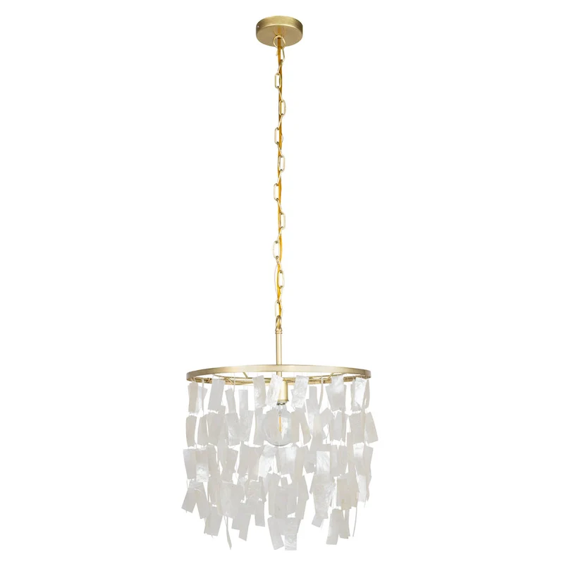 Marina Metal and Natural Capiz Chandelier Style Pendant Ceiling Light