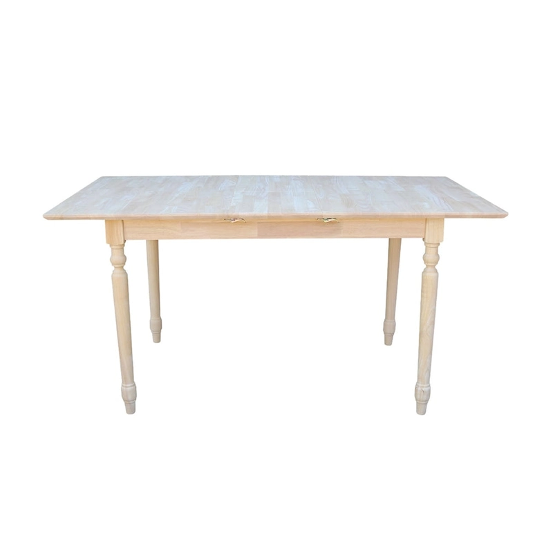 International Concepts 32-inch Wide Unfinished Turned Style Parawood Dining Table with Butterfly Extension