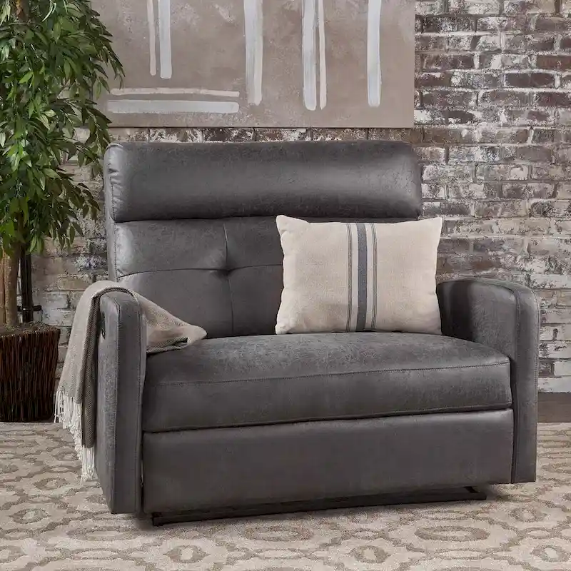 Modern Fabric Double Seat Recliner Chair with Plush Cushions by Christopher Knight Home