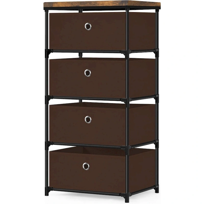 4 Drawer Fabric Dresser with Top