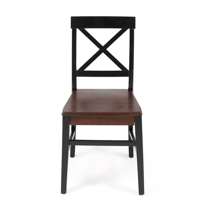 Farmhouse Acacia Wood Dining Chairs Set of 2 - X-Back Design, 300 lbs Capacity, 35.5