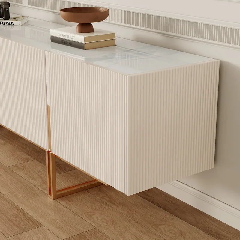 78.7 TV Stand, Entertainment Center with Faux Marble Top