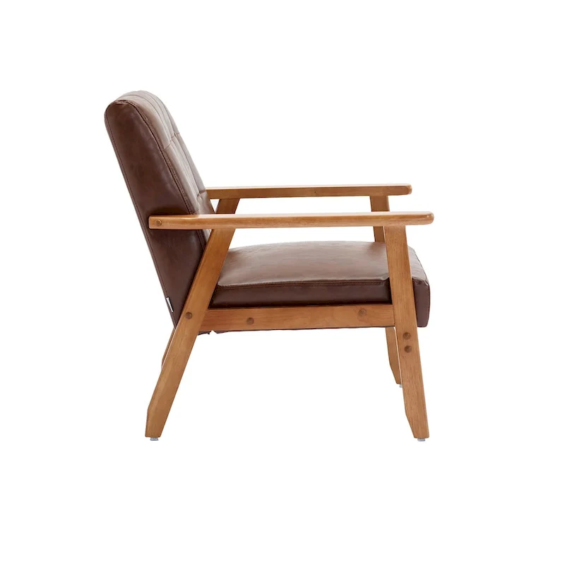 Mid-Century Modern Wooden Upholstered Accent Arm Chair
