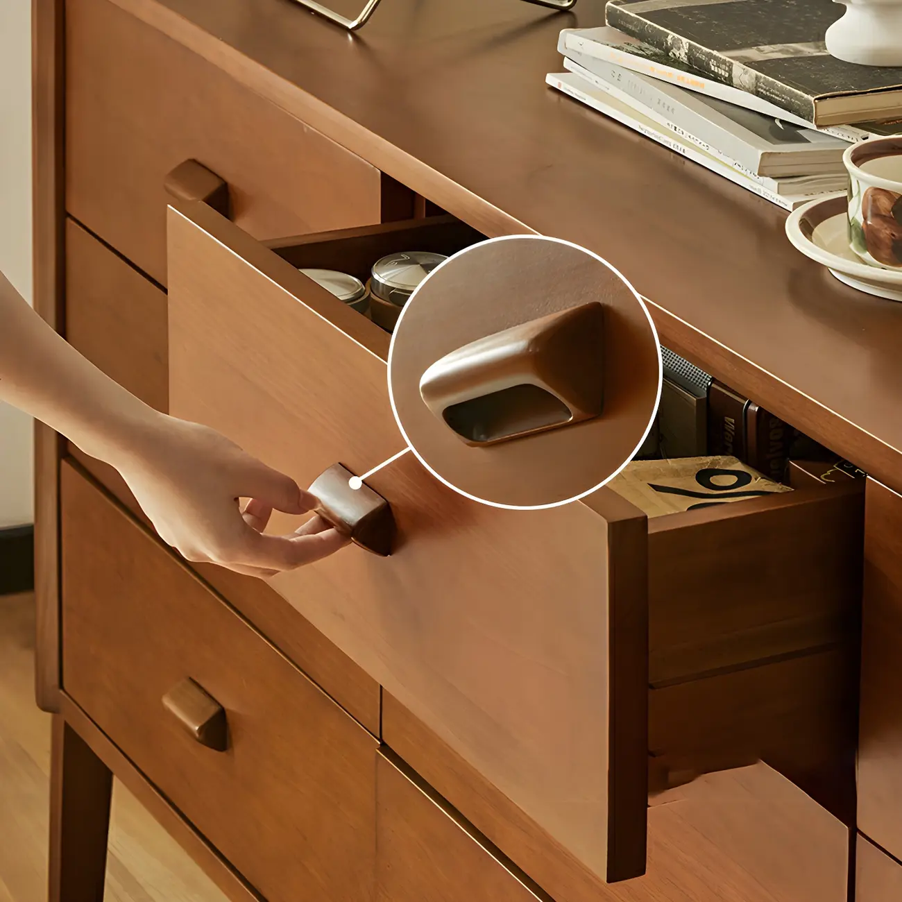 Traditional Brown Wooden Dresser with Self-Close Drawers