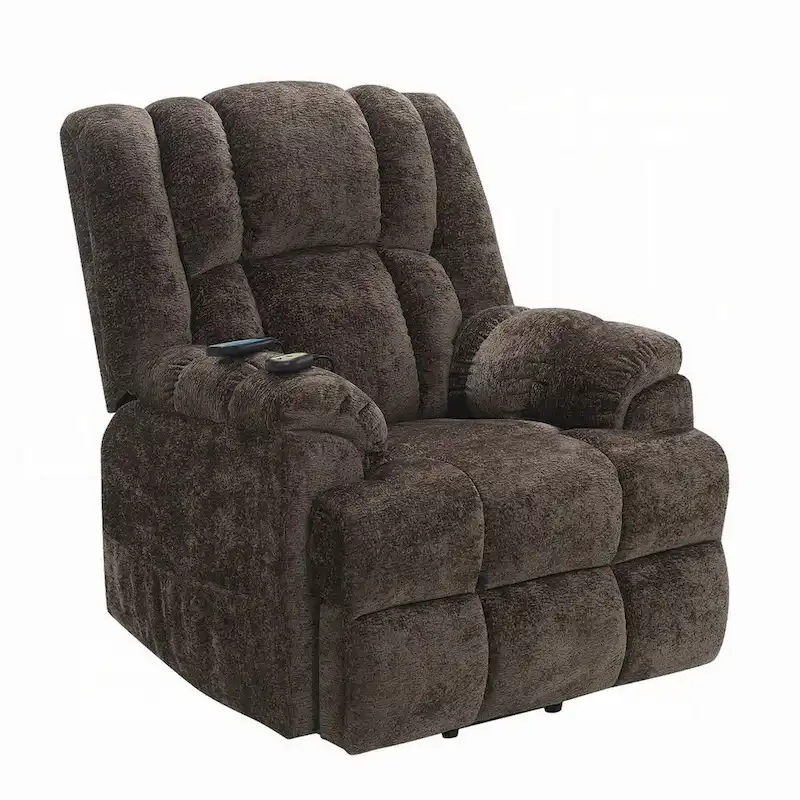 Cassy Power Recliner Chair with Lift, Heating, Massage, Brown Velvet