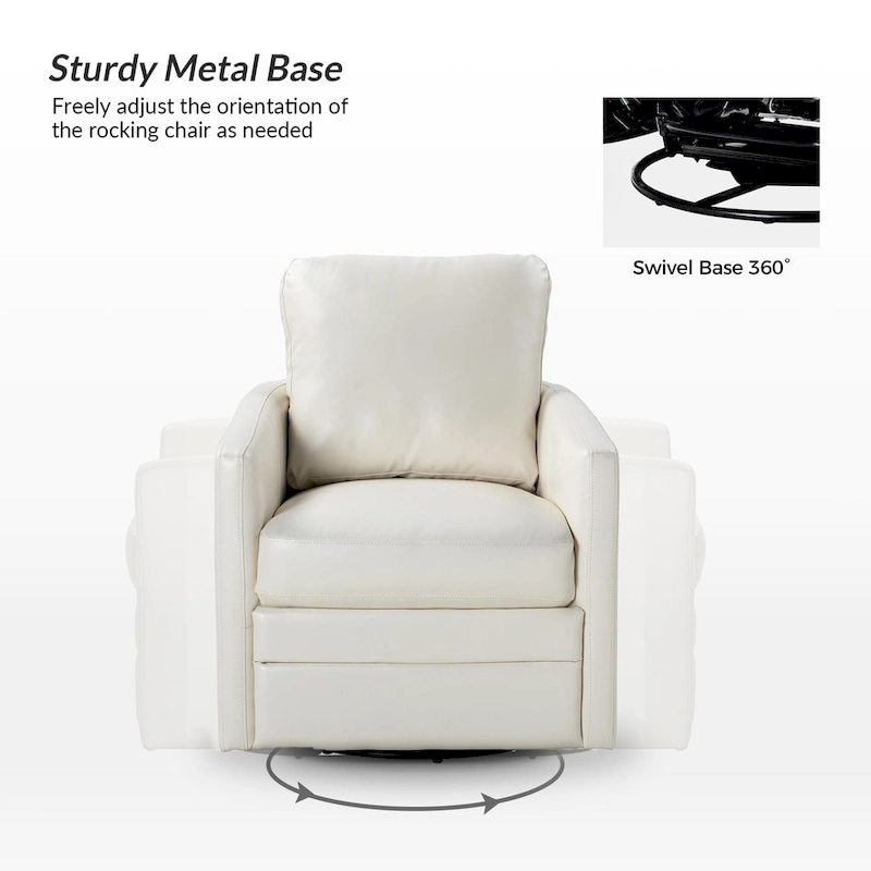 Terrance Transitional Swivel Faux Leather Barrel Accent Chair with Metal Base