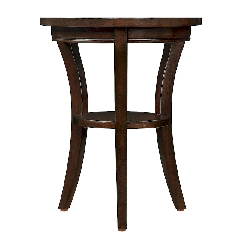 Wood Round End Table with Open Shelf