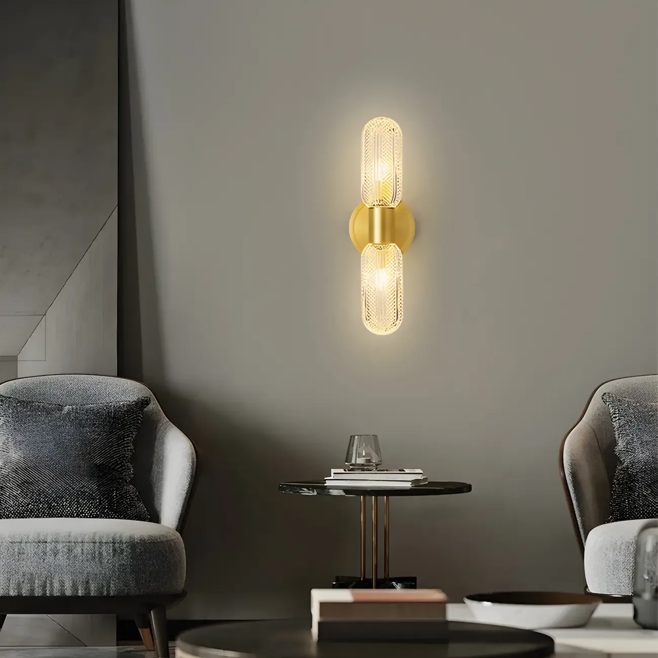 Unique Gold Up Down Wall Mounted Prismatic Glass Vanity Light